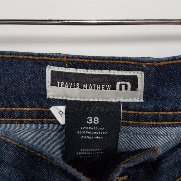 Travis Mathew Jeans Mens 38 Blue Featherweight Legacy Stretch Dark Wash Denim - Picture 5 of 8